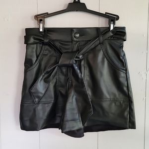 Zara Leather Type Shorts With Belt